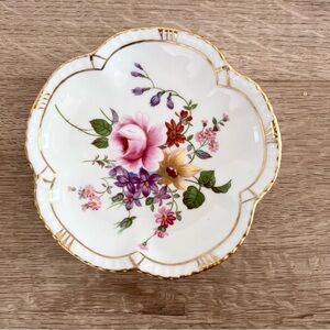 Pretty Royal Crown Derby ~ Derby‎ Posies Trinket Dish Hand Painted Rose 4.5” Vtg